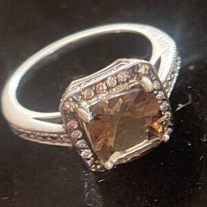 10k white gold Brown topaz diamonds Gemstone Ring